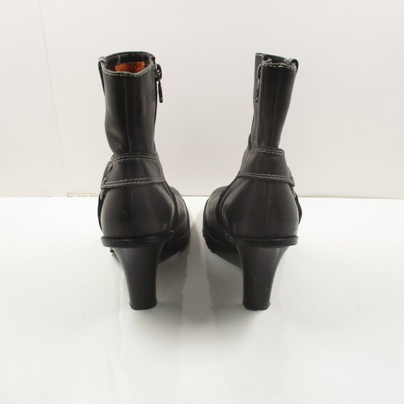 Womans HARLEY-DAVIDSON Ankle Buckle Zipped Boots Black Leather 3" Heel Size 8 - Picture 6 of 11